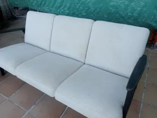 Sofá 3 plazas beige y negro