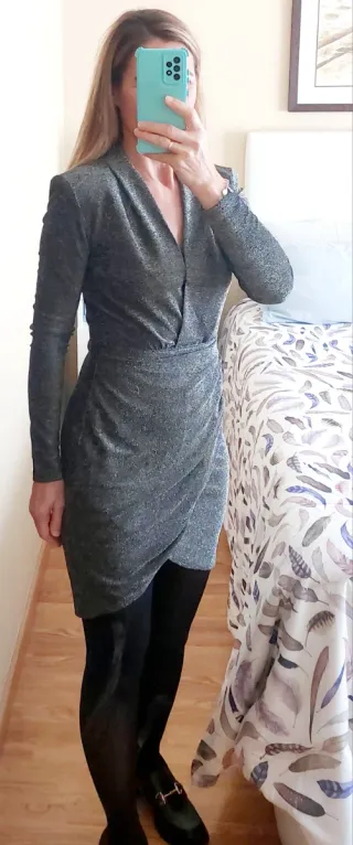 Vestido fiesta plateado