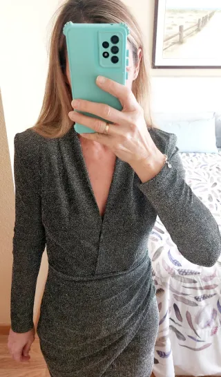 Vestido fiesta plateado