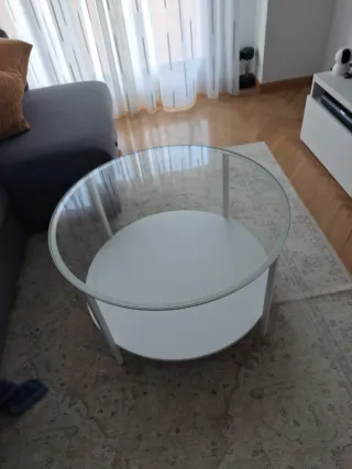 Mesa de centro redonda vidrio y metal 75cm