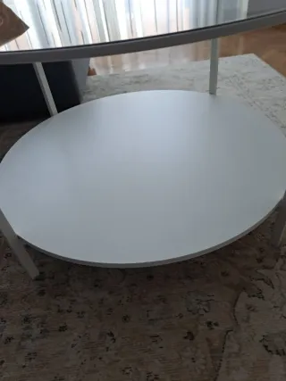 Mesa de centro redonda vidrio y metal 75cm