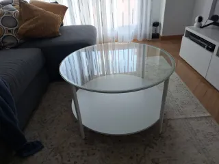 Mesa de centro redonda vidrio y metal 75cm