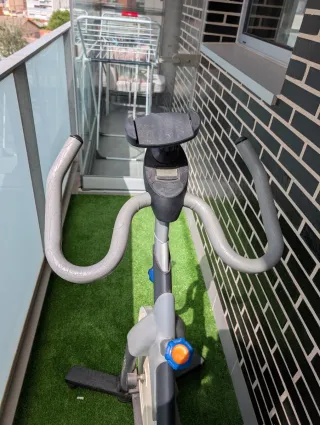 Bicicleta Estática Gris y Negra.