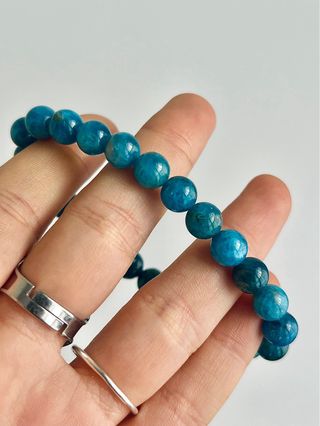 Pulsera Bolas Mineral Apatito Azul