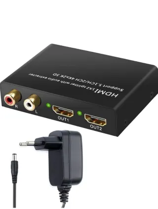 HDMI 1x2 Splitter con Extractor de Audio 4K