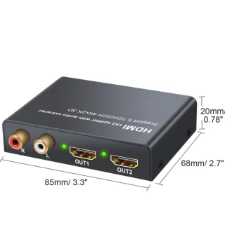 HDMI 1x2 Splitter con Extractor de Audio 4K