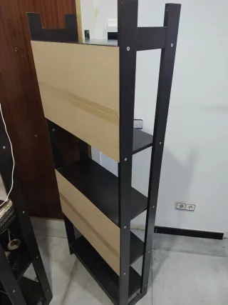 Estantería Madera Negra/Marrón con Cristal