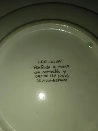 Plato decorativo antiguo pájaros oro24k