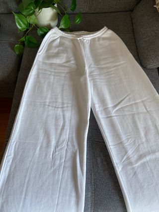 Pantalón chándal ancho mujer blanco