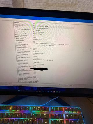 PC: Monitor AOC, Teclado y Ratón RGB