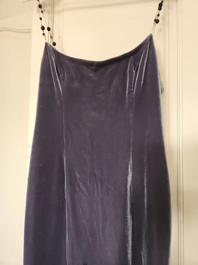 Vestido Hermes terciopelo Gris Azul