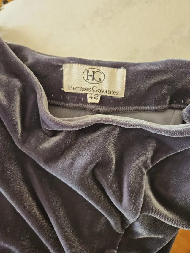 Vestido Hermes terciopelo Gris Azul