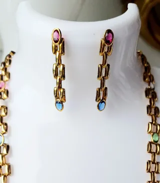 Conjunto Collar, Pendientes y Anillo Oro de 14/20