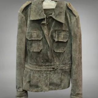 Chaqueta de piel verde militar