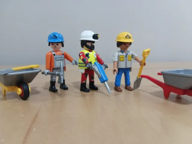 Playmobil lotto di 3 operai / lavoratori