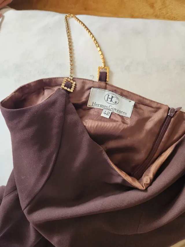 Vestido fiesta Hermes Govantes marrón