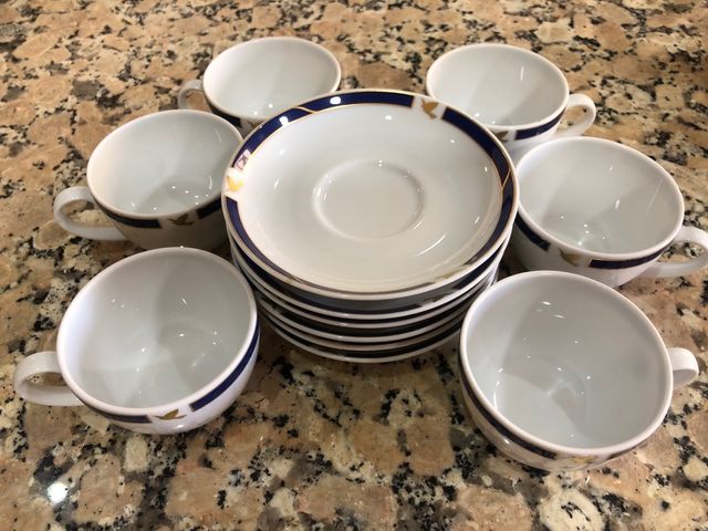 Juego de café porcelana azul y blanco