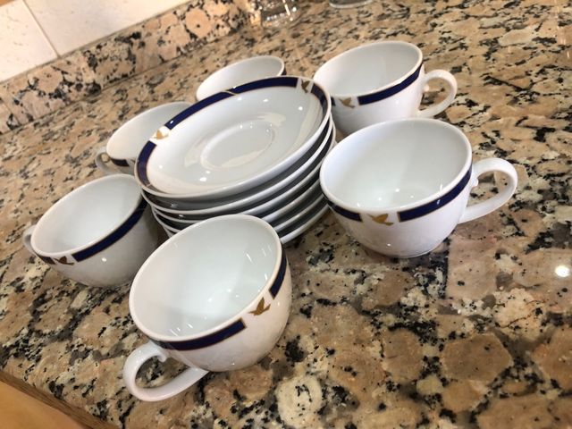 Juego de café porcelana azul y blanco