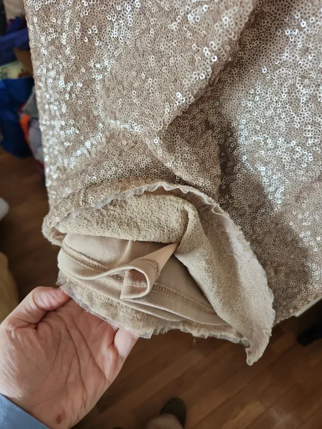 Vestido fiesta lentejuelas dorado Zara Talla M