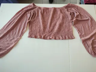 Blusa rosa manga larga fruncida