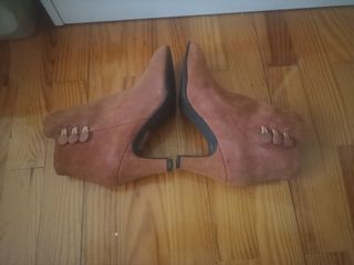 Botín piel Serraje teja tacón