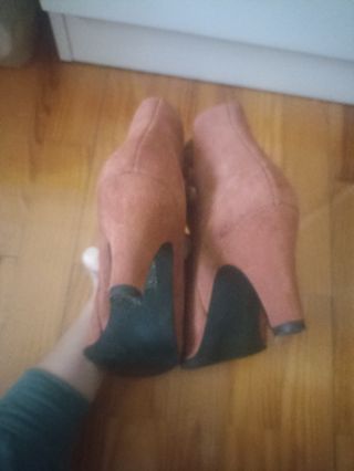 Botín piel Serraje teja tacón