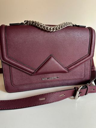Bolso Karl Lagerfeld Piel vino/ Plata