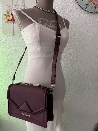 Bolso Karl Lagerfeld Piel vino/ Plata