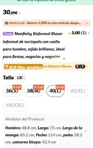 Americana de fiesta para hombre