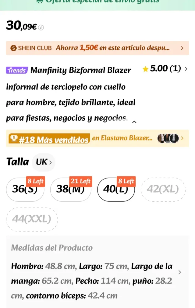 Americana de fiesta para hombre