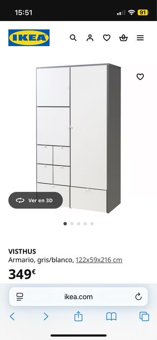 Armario Ikea Visthus blanco/gris