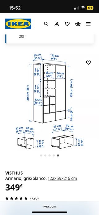 Armario Ikea Visthus blanco/gris