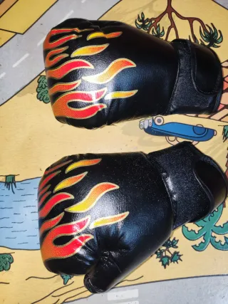 Guantes Boxeo Niño Negro Llamas