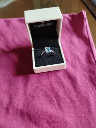 Sortija Plata Piedra Azul T. ADORO