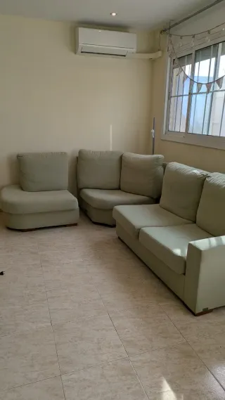 Sofá modular beige/verde 1,90m x 2,40m