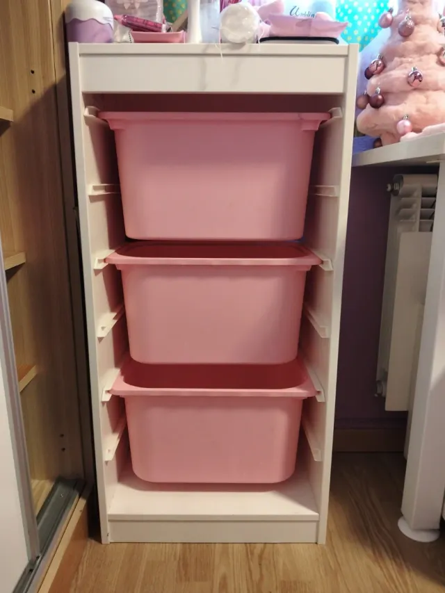 Juguetero Trofast IKEA Rosa y Blanco