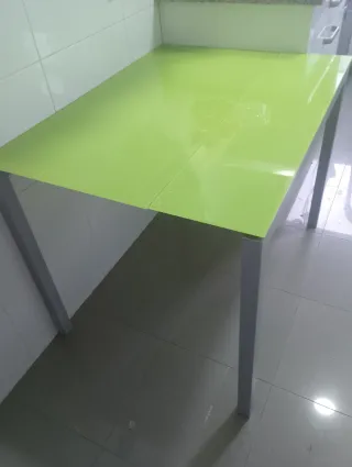 Mesa Cocina Extensible Cristal y Metal