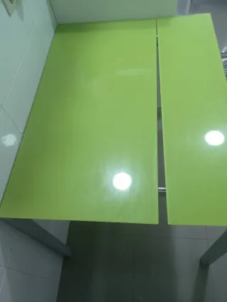 Mesa Cocina Extensible Cristal y Metal