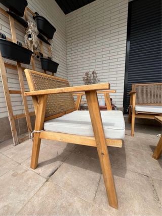 Conjunto Muebles Jardín Ratán y Madera