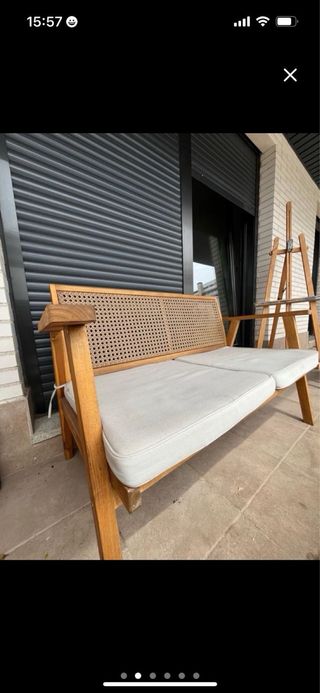 Conjunto Muebles Jardín Ratán y Madera