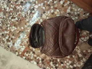 Mochila Chanel Marrón Piel Acolchada