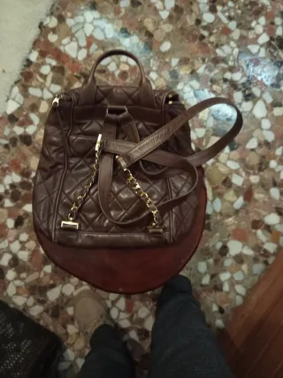 Mochila Chanel Marrón Piel Acolchada