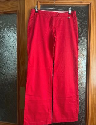 Pantalón Mango Mujer Rojo