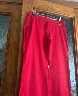 Pantalón Mango Mujer Rojo