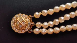 Pulsera Fallera Dorada con tres filas de Perlas