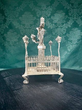 Cristo cuatro Faroles Filigrana Plata, de 14 cm al