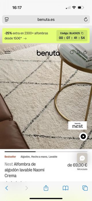 Tappeto in cotone 120x70 cm