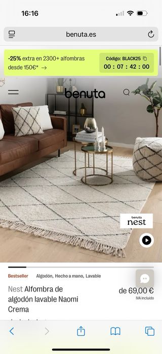 Tappeto in cotone 120x70 cm