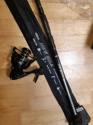 Equipo pesca chipirón caña Vega New Esla y carrete