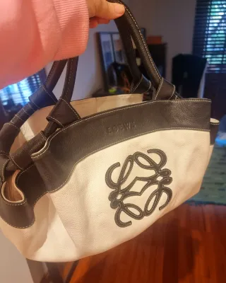 Bolso LOEWE VINTAGE Piel Blanco/Negro